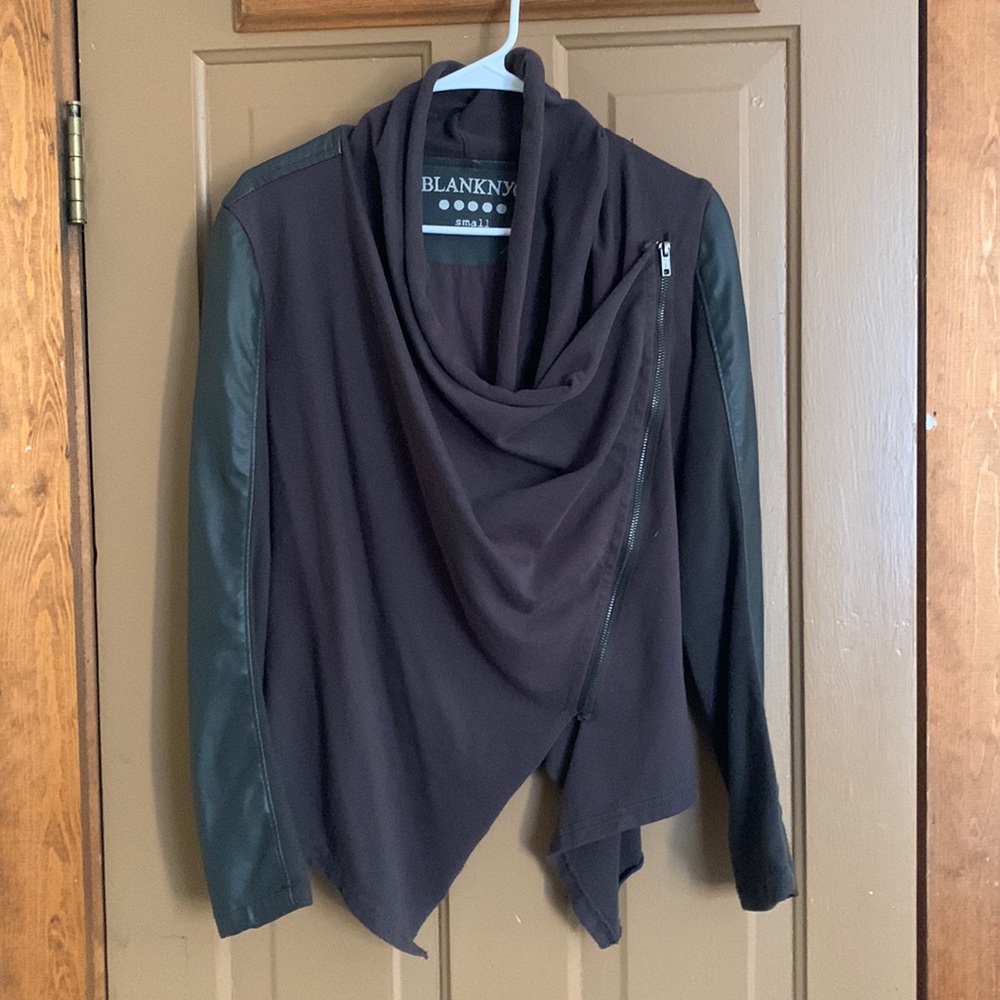 Black leather moto jacket